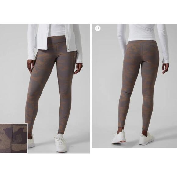 Athleta Rainier Reflective Tight Tights Camo Lux Buff Grey - Size L - Picture 1 of 9